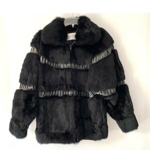 Rare Agnes Whitmore Vintage Y2K Black Rabbit Fur